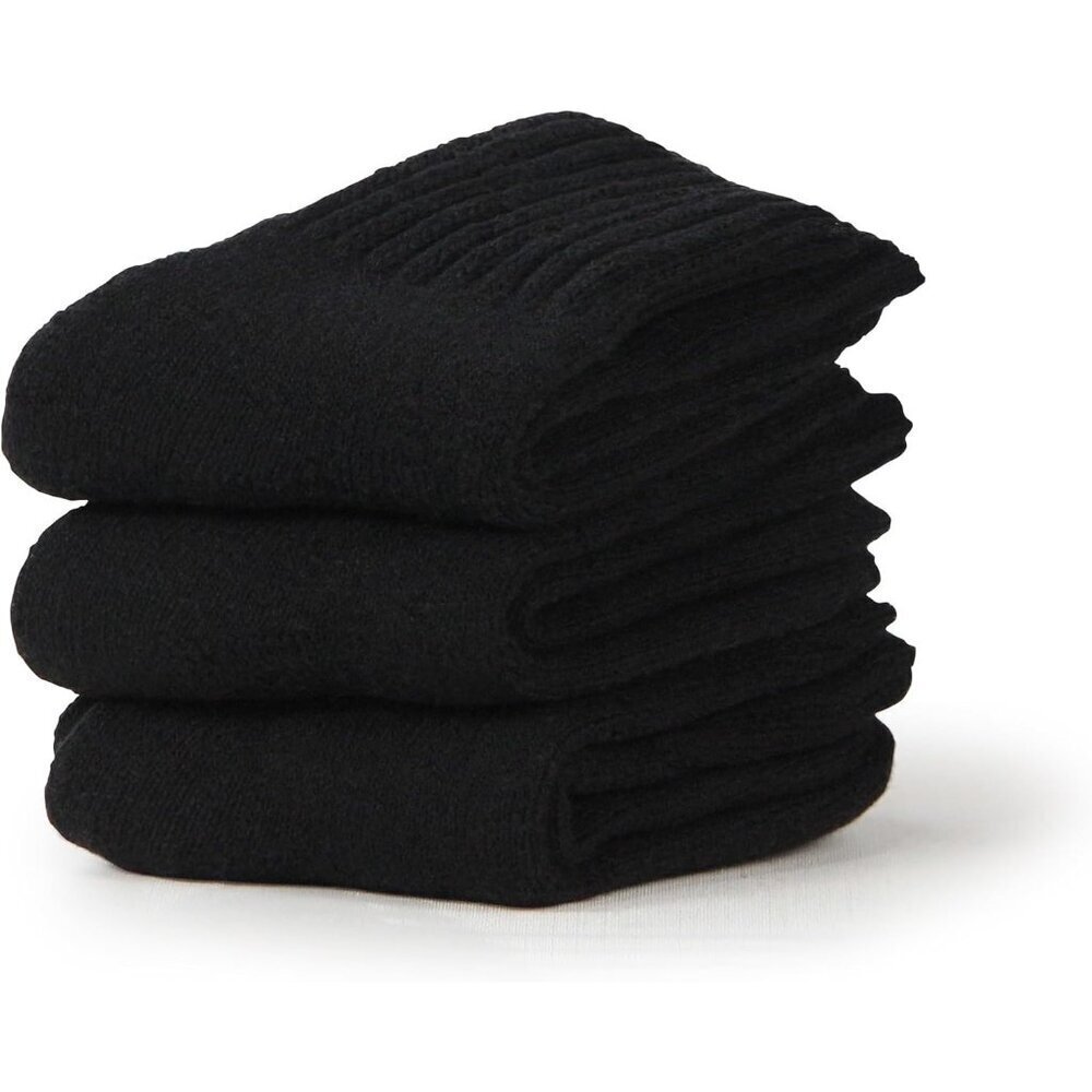 BenSorts Women 3 Packs Black Winter Thick Warm Polyester Boots Socks - Picture 2 of 5